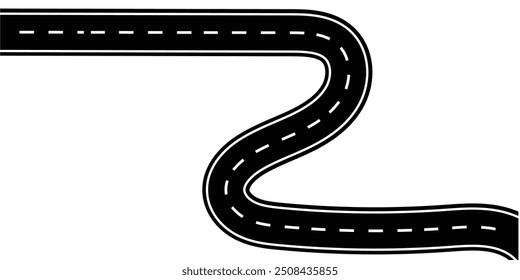  Top view of race track and highway. Wavy road with winding curves and horizontal path. horizontal path ,straight path eps 10.