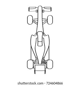Top view of a racing car, Outline vector illustration