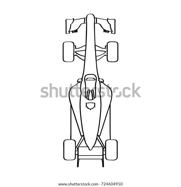 Top\
view of a racing car, Outline vector\
illustration
