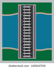 top view of railway bridge vector