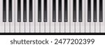 Top view of realistic detailed shaded piano keyboard set