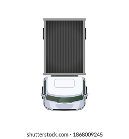 Top view of realistic glossy white track, car isolated on white