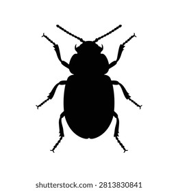 Top view red beetle silhouette vector flat illustration design.