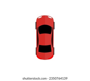 Top view of a red car. Car icon. Modern urban civilian vehicle. Vehicle flat isolated car icon vector design and illustration.
