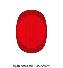 Top View Red Helmet Hat Or Fireman Helmet Or Construction Helmet Hat Graphic Flat Design Vector Illustration  