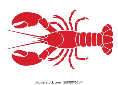 Top view of red lobster graphic illustration for seafood menu.