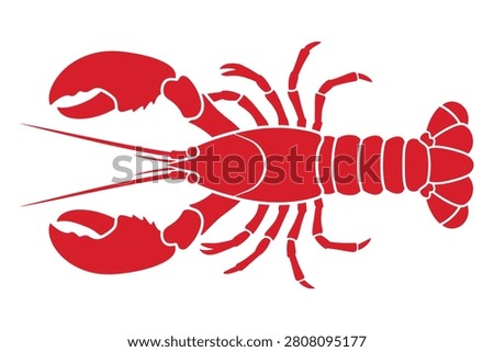 Top view of red lobster graphic illustration for seafood menu.