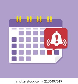 Top view Red Notification on the calendar, holiday, priority, important, reminder day on calendar concept Vector illustration flat design for banner, poster, and background.