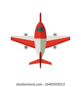 Top view red and white airplane isolated on a white background vector illustration