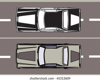 Top view  retro car