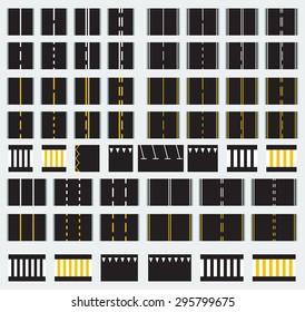 Top view of the road markings with different designations. 