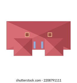 Vista superior del techo de la ilustración vectorial de la casa. Árboles, edificios, vallas, baldosas de arriba para mapa o plano aislados en fondo blanco