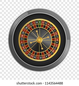Top view roulette wheel casino mockup. Realistic illustration of top view roulette wheel casino vector mockup for on transparent background