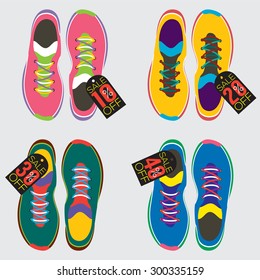 Top View Of Running Shoes Vector Illustration