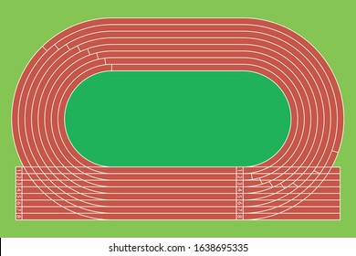 Top view of running track and soccer field