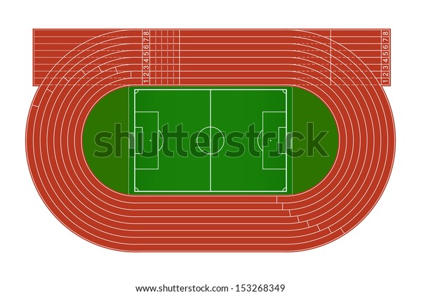 Top View Running Track Soccer Field Stock Vector (Royalty Free) 153268349