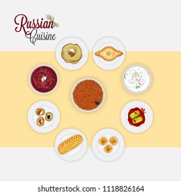 Top view of Russian Cuisine.