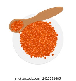 Top view salmon egg or red caviar Vector illustration logo