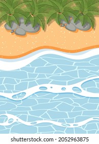 Top view of sand and sea wave landscape illustration