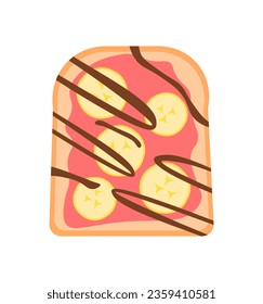 Top view at sandwich concept. Healthy and tasty breakfast. Healthy eating and gourmet. Morning food, ddessert and delicacy. Cartoon flat vector illustration isolated on white background