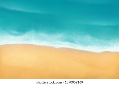 Top view of sandy beach. Coastline.
