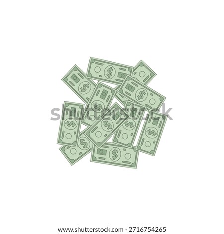 Top View of Scattered Green Banknotes