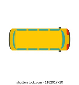 Top view school bus icon. Flat illustration of top view school bus vector icon for web design