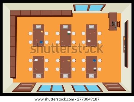 Top View School laboratory room College Study Deck Blackboard Vector Design