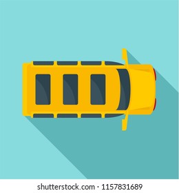 Top view school mini bus icon. Flat illustration of top view school mini bus vector icon for web design