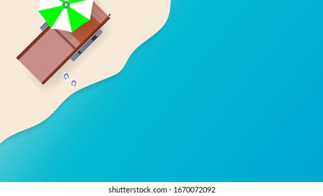 Top view of sea and beach, background illustration vector
