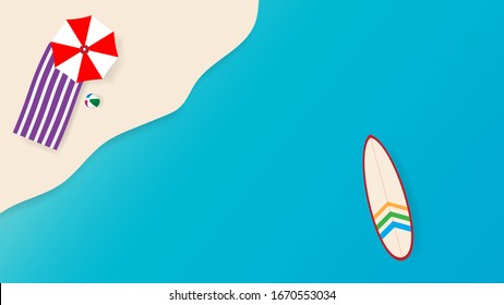 Top view of sea and beach, background illustration vector