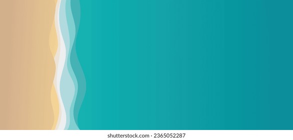 Top view of the sea beach. Summer travel background. Travel vacation concept. Vector illustration, flat style.