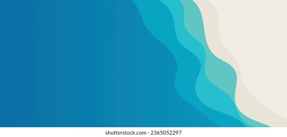 Top view of the sea beach. Summer travel background. Travel vacation concept. Vector illustration, flat style.