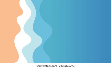 Der Blick auf den Strand. Hintergrund der Sommerreisen. Reiseferienkonzept. Vektor-Illustration, flacher Stil.