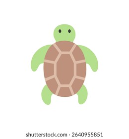 A top view of a sea turtle with flipper limbs and shell details, ideal for representing calm marine life in a flat design style. Suitable for ocean maps, diving visuals, or educational marine kits.