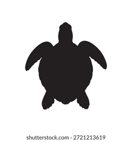 Silueta de la tortuga de mar de la vista superior aislada en diseño blanco de la Ilustración vectorial del fondo