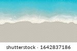 Top view of sea waves isolated on transparent background. Vector illustration with aerial view on realistic ocean or sea waves with foam.