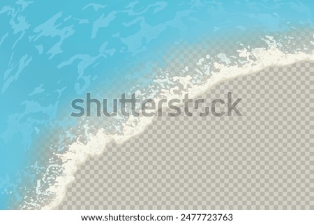 Top view of sea waves isolated on transparent background. Vector illustration with a view of the ocean or sea waves with foam.