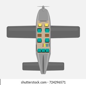 Top View Seat Map of Small Passenger Propeller aircraft