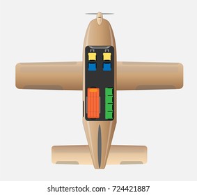 Top View  Seat Map of Small Air Ambulance Propeller aircraft