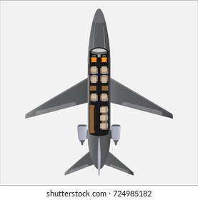 Top View Seat Map Of Small Private Jet Aircraft