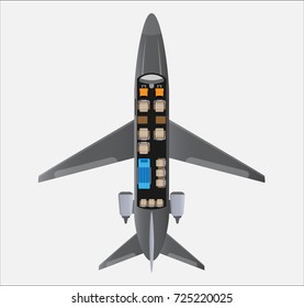 Top View  Seat Map of Small Air Ambulance Jet Airplane