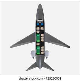 Top View  Seat Map of Small Air Ambulance Jet Airplane