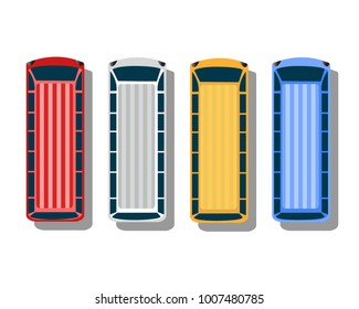 Top view of a set of city urban cars for design, presentation transport traffic jam