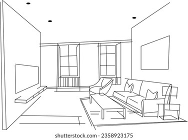 Top view of set furniture elements outline symbol for bedroom, kitchen, dining room and living room. Interior icon bed, chair, table and sofa.