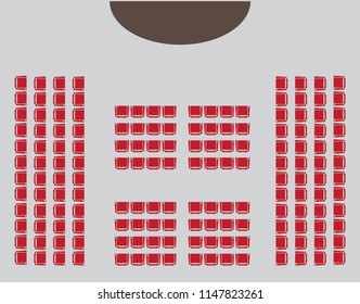 Top View show Seat in the Hall Vector and illustration