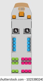 Top View show Seat Map of Tram Car Vector