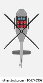 Top View Show Seat Map of Passenger Helicopter Vector and Illustration