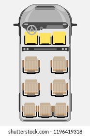 Top View show Seat Map of Passenger Big Van Car