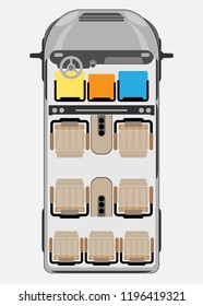 Top View show Seat Map of Passenger Big Van Car